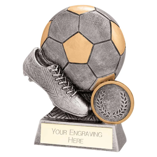 Exodus Football Boot & Ball Award Antique Gold & Silver 100mm