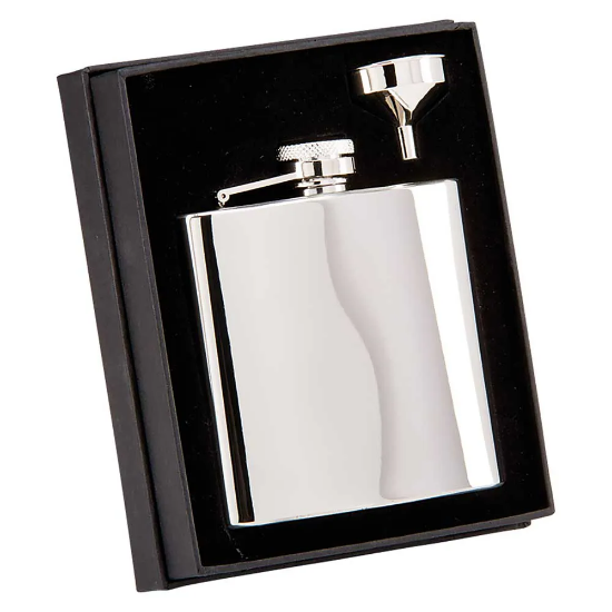 The Grand Flask Polished Steel 6oz 110mm