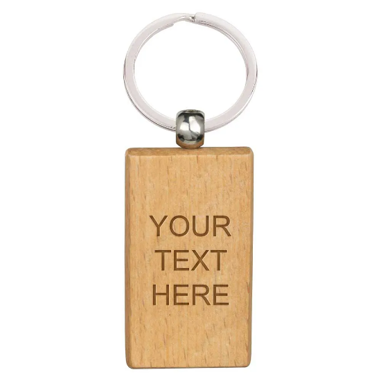 Echo Rectangle Beechwood Keyring 55mm