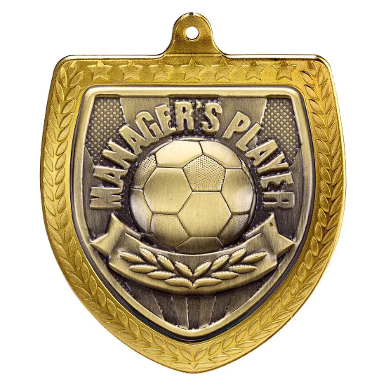 Cobra Football Managers Player Shield Medal Gold 75mm