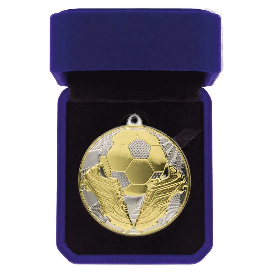 Premiership Football Medal Box Gold & Silver 60mm