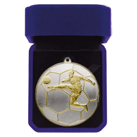 Premiership Football Medal Box Gold & Silver 70mm