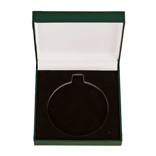 Classic Leatherette Medal Box Green for 50mm medal 85x85x25mm
