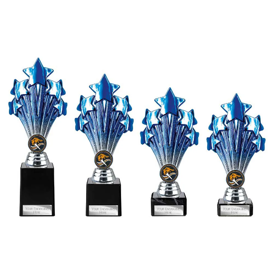 5 Star Trophy Blue and Silver