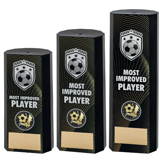 BLACK PLASTIC FILLED COLUMN FOOTBALL MOST IMPROVED PLAYER (1in CEN)
