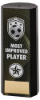BLACK PLASTIC FILLED COLUMN FOOTBALL MOST IMPROVED PLAYER (1in CEN) - 6in