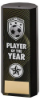 BLACK PLASTIC FILLED COLUMN FOOTBALL PLAYER OF THE YEAR (1in CEN) - 7in