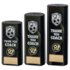 BLACK PLASTIC FILLED COLUMN FOOTBALL THANK YOU COACH (1in CEN)