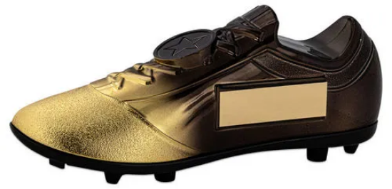 Picture of Filled Plastic Footballl Boot In Gold/black With Plate (1" Cen) - 6.75 X 2.75in