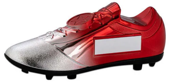 Picture of Filled Plastic Footballl Boot In Silver/red With Plate (1" Cen) - 6.75 X 2.75in