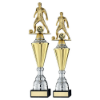 GOLD PLASTIC MALE FOOTBALL FIGURE ON GOLD/SILVER TROPHY (1in CEN)