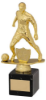 GOLD/BLK PLASTIC MALE FOOTBALL FIGURE ON BLK MARBLE TROPHY (1in CEN) - 10in