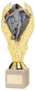 GOLD PLASTIC HOLDER + MALE FOOTBALL DISC ON CREAM MARBLE TROPHY (1in CEN) - 7.75in