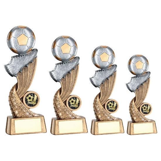 Picture of Brz/gold/pew Football + Boot On Swoosh Net With Plate (1in Cen)