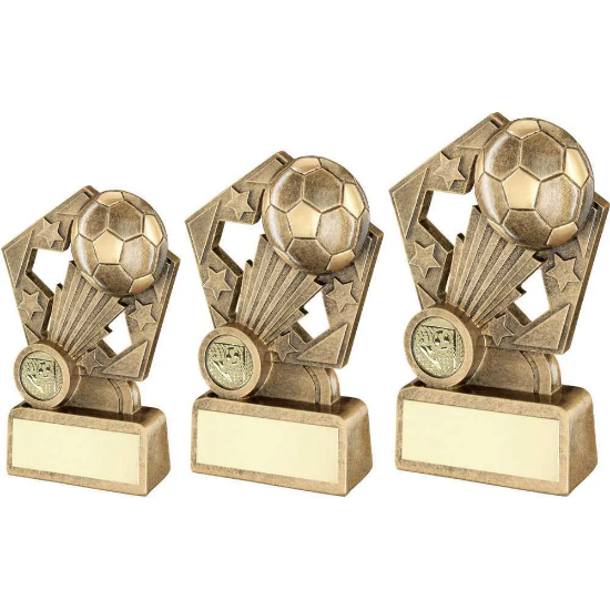 BRZ/GOLD FOOTBALL WHOOSH ON PENTAGON BACKDROP WITH PLATE (1in CENTRE)