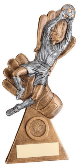 Picture of Brz/pew/gold Female Goalkeeper On Gloves With Plate (1in Centre) - 9.25in