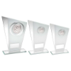 WHITE/SILVER PRINTED GLASS PLAQUE WITH FOOTBALL INSERT AND PLATE