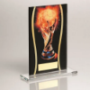 CLEAR GLASS RECTANGLE WITH PRINTED FOOTBALL WITH PLATE (5mm THICK) - 6.5in