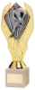 GOLD PLASTIC HOLDER + MALE RUGBY DISC ON CREAM MARBLE TROPHY (1in CEN) - 7.75in