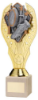 GOLD PLASTIC HOLDER + RUGBY DISC ON CREAM MARBLE TROPHY (1in CEN) - 8.25in