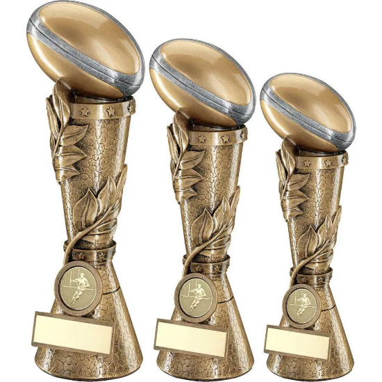 BRZ/PEW/GOLD RUGBY BALL LEAF COLUMN WITH CENTRE (1in CENTRE)