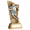 BRZ/PEW RUGBY MALE FIGURE ON BACKDROP WITH PLATE (1in CENTRE) - 6in