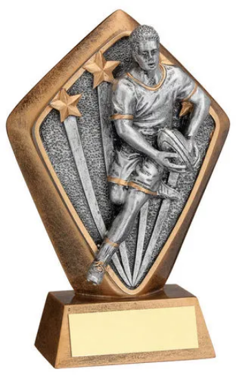 BRZ/GOLD DIAMOND HOLDER WITH MALE RUGBY DISC AND PLATE - 5.25in