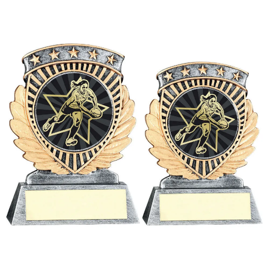 PEW/GOLD 5 STAR HOLDER WITH VINYL FEMALE RUGBY INSERT & PLATE