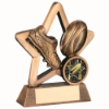 BRZ/GOLD RESIN RUGBY MINI STAR WITH PLATE (1in CENTRE) - 3.75in