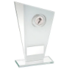 WHITE/SILVER PRINTED GLASS PLAQUE WITH RUGBY INSERT WITH PLATE - 7.25in