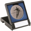 BLACK PLASTIC BOX WITH RUGBY INSERT TROPHY SILVER - 3.5in