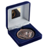 BLUE VELVET BOX AND 60mm MEDAL RUGBY TROPHY BRONZE - 4in