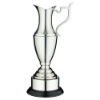 NICKEL PLATED CLARET JUG ON ROUND BASE WITH PLINTH - 14.75in