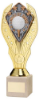 GOLD PLASTIC HOLDER+LONGEST DRIVE DISC ON CREAM MARBLE TROPHY (1in CEN) - 11in