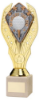 GOLD PLASTIC HOLDER+NEAREST THE PIN DISC+CREAM MARBLE TROPHY (1in CEN) - 7.75in