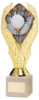 GOLD PLASTIC HOLDER + GOLF DISC ON CREAM MARBLE TROPHY (1in CEN) - 9in