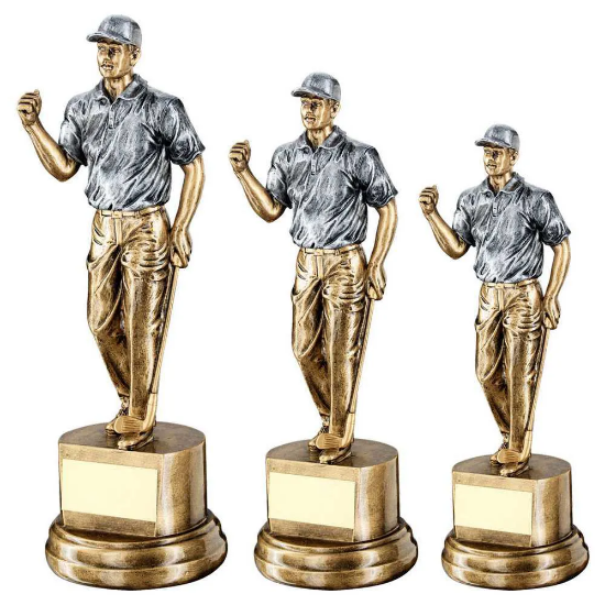 BRZ/PEW MALE CLENCHED FIST GOLFER WITH PLATE