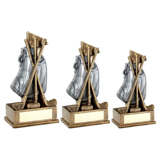 BRZ/PEW GOLF BAG WITH CLUBS WITH PLATE