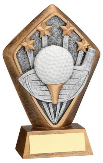 BRZ/GOLD DIAMOND HOLDER WITH GOLF DISC AND PLATE - 5.25in