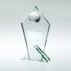 JADE GLASS POINTED PLAQUE WITH HALF GOLF BALL AND PLATE - 8.5in