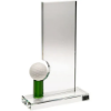 CLEAR/GREEN GLASS RECTANGLE WITH GOLF BALL     (10mm THICK) - 8in