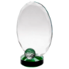 CLEAR GLASS OVAL AND GOLF BALL WITH GREEN HIGHLIGHTS (10mm THICK) - 8.25in