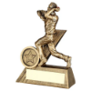 BRZ/GOLD MINI MALE CRICKET BOWLER FIGURE WITH PLATE (1in CENTRE) - 4.75in