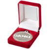 RED VELVET BOX AND 50mm DANCE MEDAL TROPHY MATT SILVER/SILVER - 3.5in