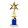 GOLD/BLUE DANCE/GYM STAR FIGURE ASSEMBLED ON MARBLE - (1" CEN/3" TUBE) 10in
