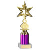 GOLD/PURPLE DANCE/GYM STAR FIGURE ASSEMBLED ON MARBLE - (1" CEN/1" TUBE) 8in