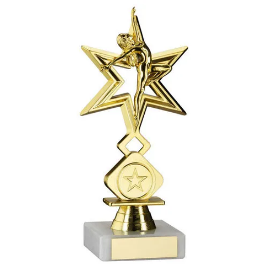 GOLD DANCE/GYM STAR FIGURE ASSEMBLED ON MARBLE (1in CEN) - 7in