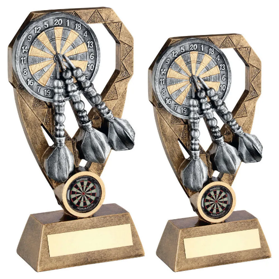 BRZ/PEW/GOLD DARTS WITH DARTBOARD ON DIAMOND WITH PLATE (1in CENTRE)