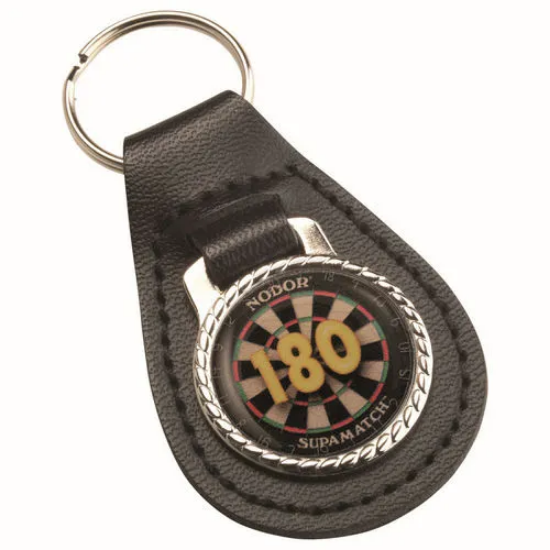 DARTS 180 BLACK LEATHER KEY FOB - 2.5in