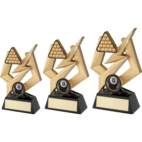 GOLD/BLACK POOL/SNOOKER BALLS ON BOLT PENTAGON WITH PLATE (1in CENTRE)